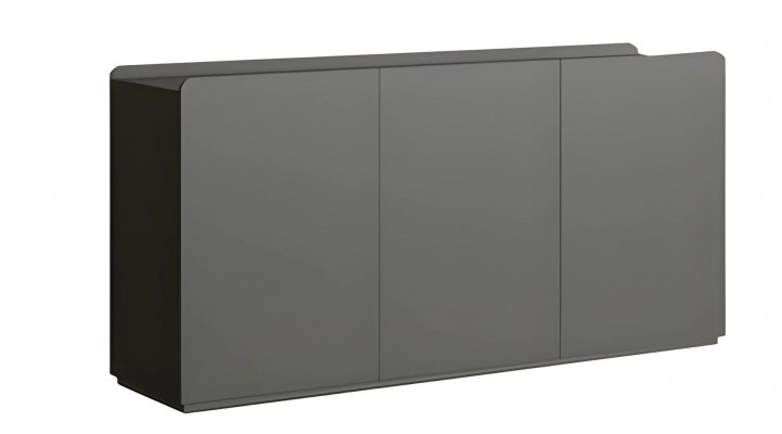 Modern gray display cabinet without handles with minimalist design