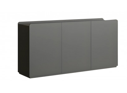 Modern gray display cabinet without handles with minimalist design