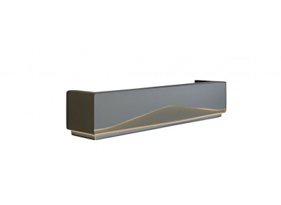 Modern black and gray reception desk with LED lighting, luxury minimalist design