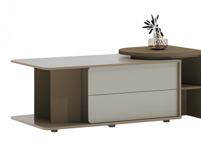 Modern beige and brown coffee table with drawers