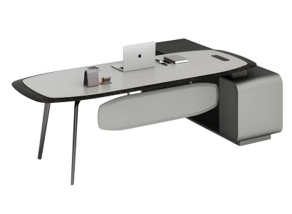 Modern black and gray table with elegant design and storage space