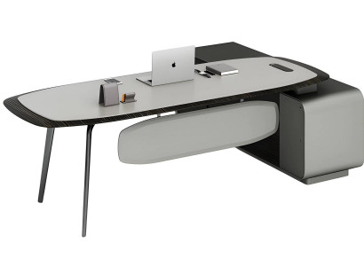 Modern black and gray table with elegant design and storage space