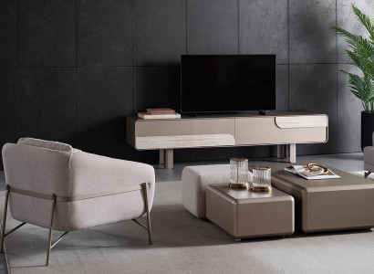 Modern beige table with TV cabinet