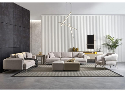 Modern sofa and table in beige color