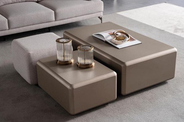 Modern set with universal coffee table and pouf