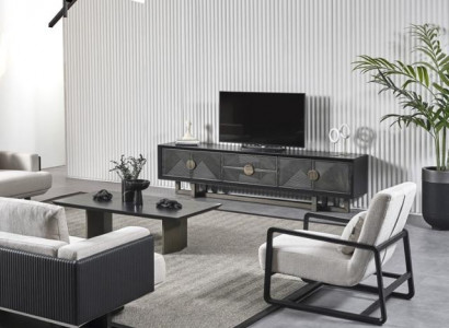 Modern brown fabric sofa and armchair