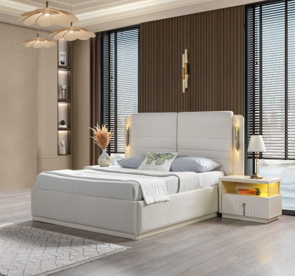 Elegant complete bed set with cover and 3 nightstands, 3-piece set