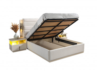 Elegant complete bed set with cover and 3 nightstands, 3-piece set