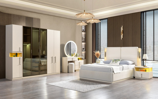 Complete modern bedroom furniture bed cabinets nightstands