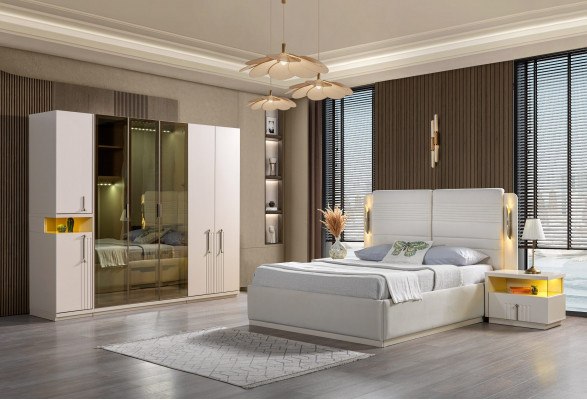 Bed set Koko bed, wardrobe, nightstand 4 pieces.