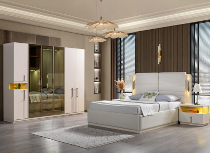 Bed set Koko bed, wardrobe, nightstand 4 pieces.