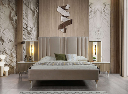 Elegant 3-piece furniture set with bed and night lamp