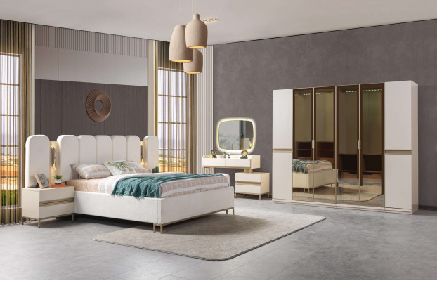 Furniture set for modern bedroom Koko 6 pieces with bed, wardrobe and nightstand