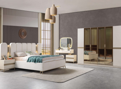 Furniture set for modern bedroom Koko 6 pieces with bed, wardrobe and nightstand