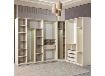 Modern corner wardrobe with large pattern