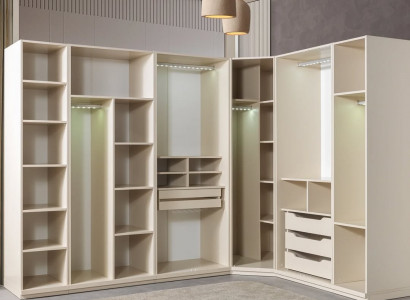 Modern corner wardrobe with large pattern