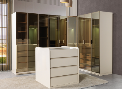 Modern corner wardrobe with curve for bedroom