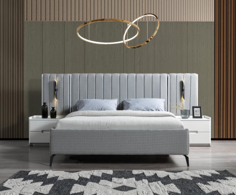 Complete bedroom set with bed and 2 modern nightstands