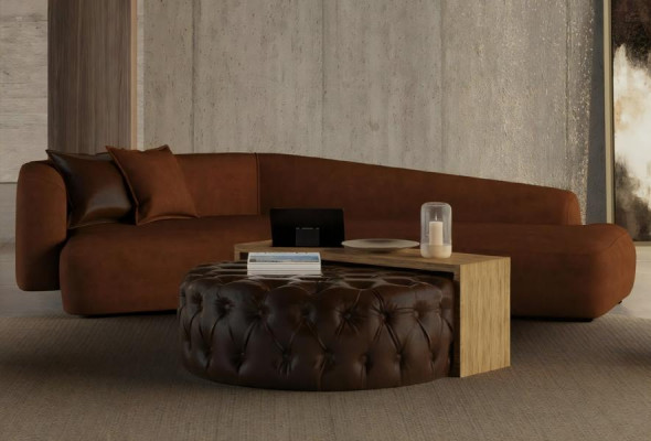 Modern sofa set and pouf