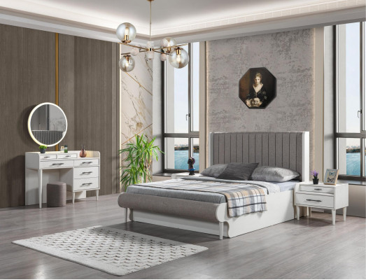 Complete bed with 5 pieces for the bedroom. Bed, nightstand, wardrobe