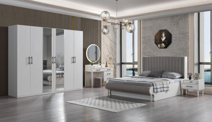 Bedroom furniture set Koko 6 pieces modern bed wardrobe nightstand