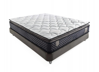 Modern gray bed with mattress