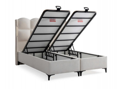 Elegant white bed with modern mattress