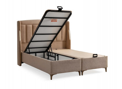 Elegant reading bed with fabric and wooden carpet