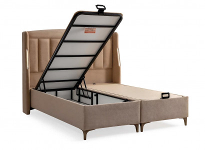 Elegant reading bed with fabric and wooden carpet