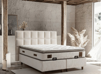 Elegant bed with fabric cushion