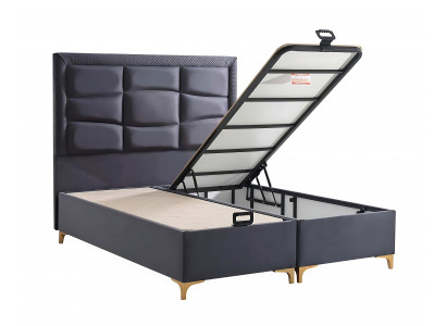 Modern gray bed linen with mattress