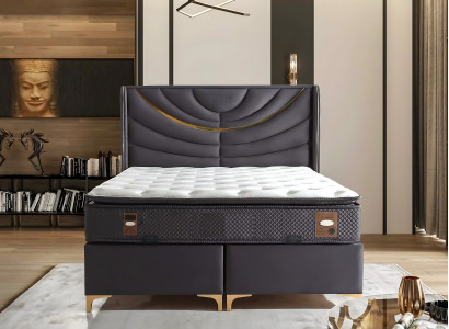 Elegant bed with fabric and wood mattress