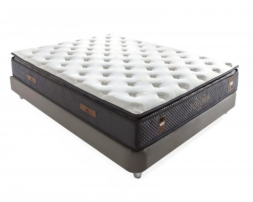 Elegant bed with fabric and wood mattress