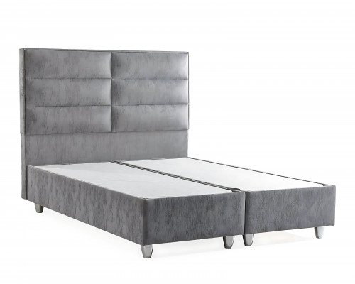Bed in modern gray fabric with mattress