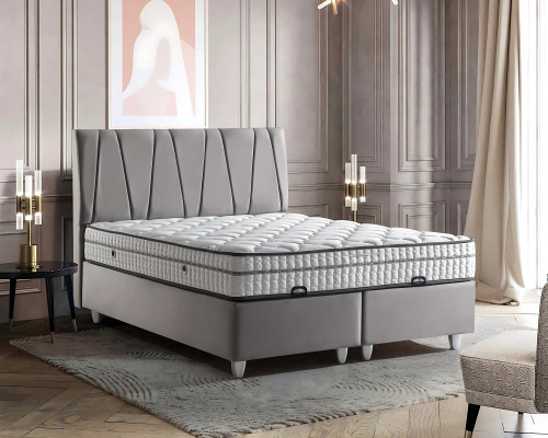 Elegant bed with mattress in modern style