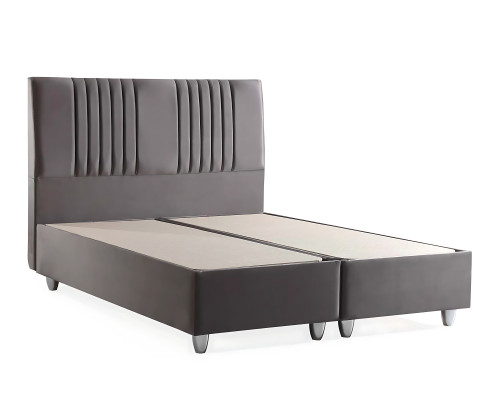 Gray fabric bed with modern mattress