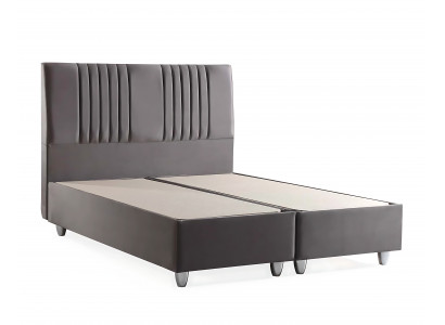 Gray fabric bed with modern mattress