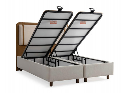 Neutral nuts transform the bed into a multifunctional piece.