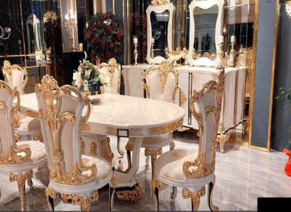 Elegant dining room set in gold for sophisticated interiors