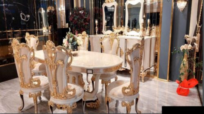 Luxury dining room dining table chair wood tables table baroque dining chairs furniture group