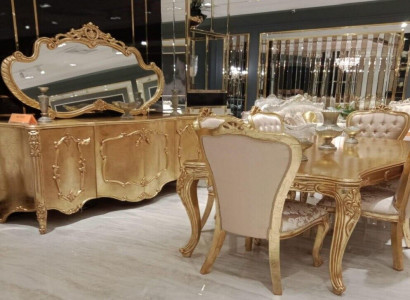 Luxury Furniture Set 9-piece Dining Room Dining Table Chair Sideboard Mirror Dining Table New