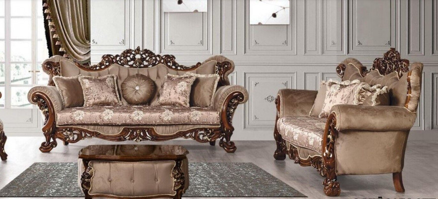 Furniture sofa set 3+3 seater sofas luxury style fabric living room baroque