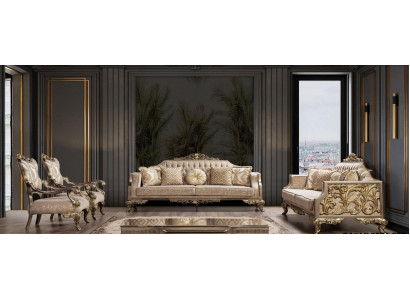 Sofa set 3+3+1+1 seater coffee table sofa sofas armchair fabric 225 cm set of 5 pieces