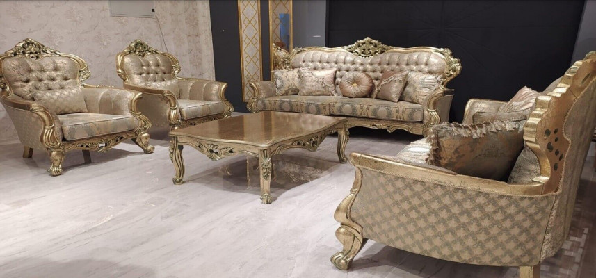 5-piece sofa set 3+3+1+1 seater coffee table set fabric sofas couch