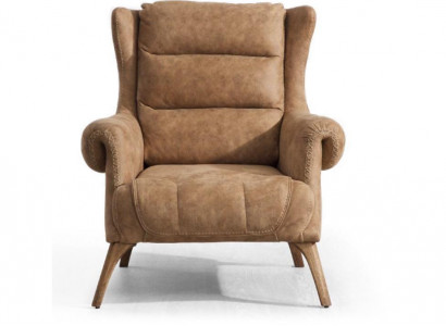Armchair Luxury Classic Single Seater Wood Beige Recliner Living Room Furniture Italy
