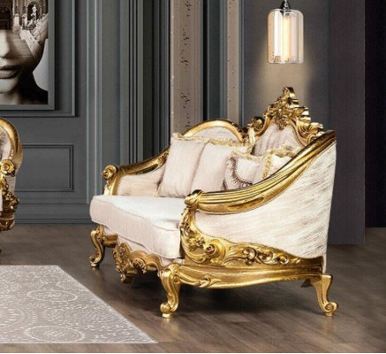 Sofa set, sofa seats, coffee table, armchair, sofas, fabric, baroque seating, 5-piece new.