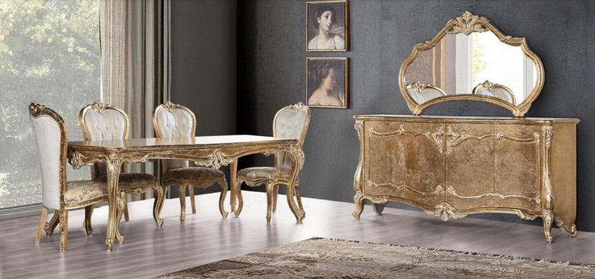 Dining room dining table chair group set wood table sideboard mirror set 7-piece