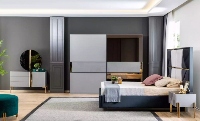 Elegant bedroom furniture modern designs in warm dark tones