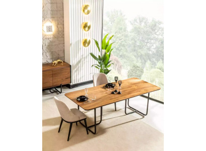 Design dining table with 4 chairs, dining room set, dining furniture, wood, 5-piece set