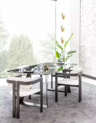 Luxury dining room glass design table dining set dining table with 4 chairs 5-piece set